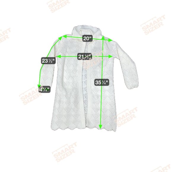 Vintage Dotty Mann Cleveland 50s White Duster Cardigan Sweater Knit Open Long L - Picture 4 of 4